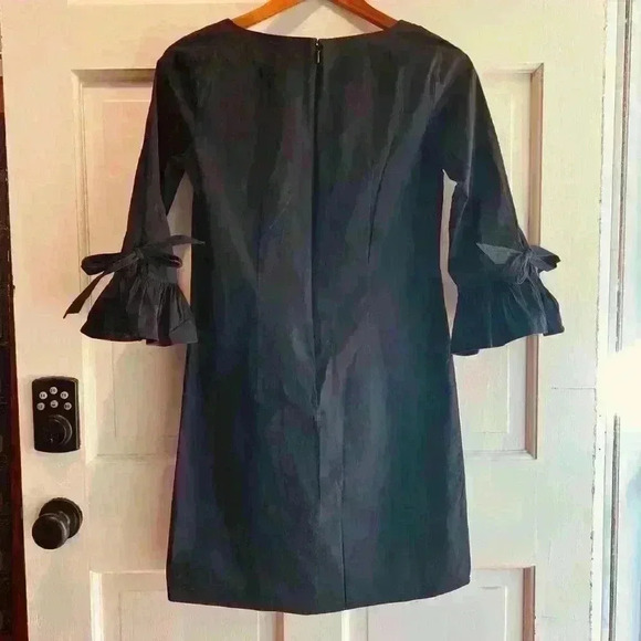 J. Crew Poplin 3/4 Tie Bell Sleeve V-Neck Shift Dress - Picture 2 of 6